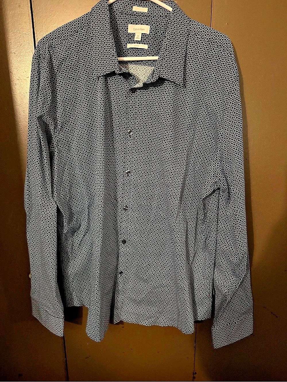 Calvin Klein Geometric Button Down in Blue & Black Size XXL